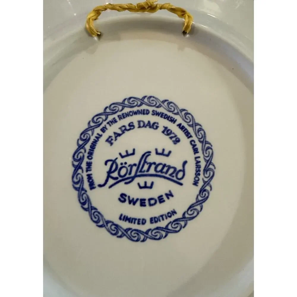Rorstrand Sweden Fars Dag 1972 Fathers Day Blue White Collector Plate 8.5